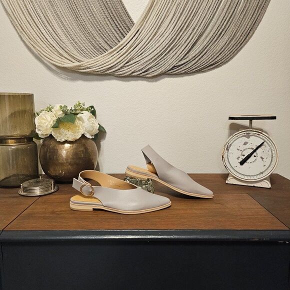 All Black Gray Pointed Sling Back Loafers Sz 37.5 (US 7) - Picture 3 of 8